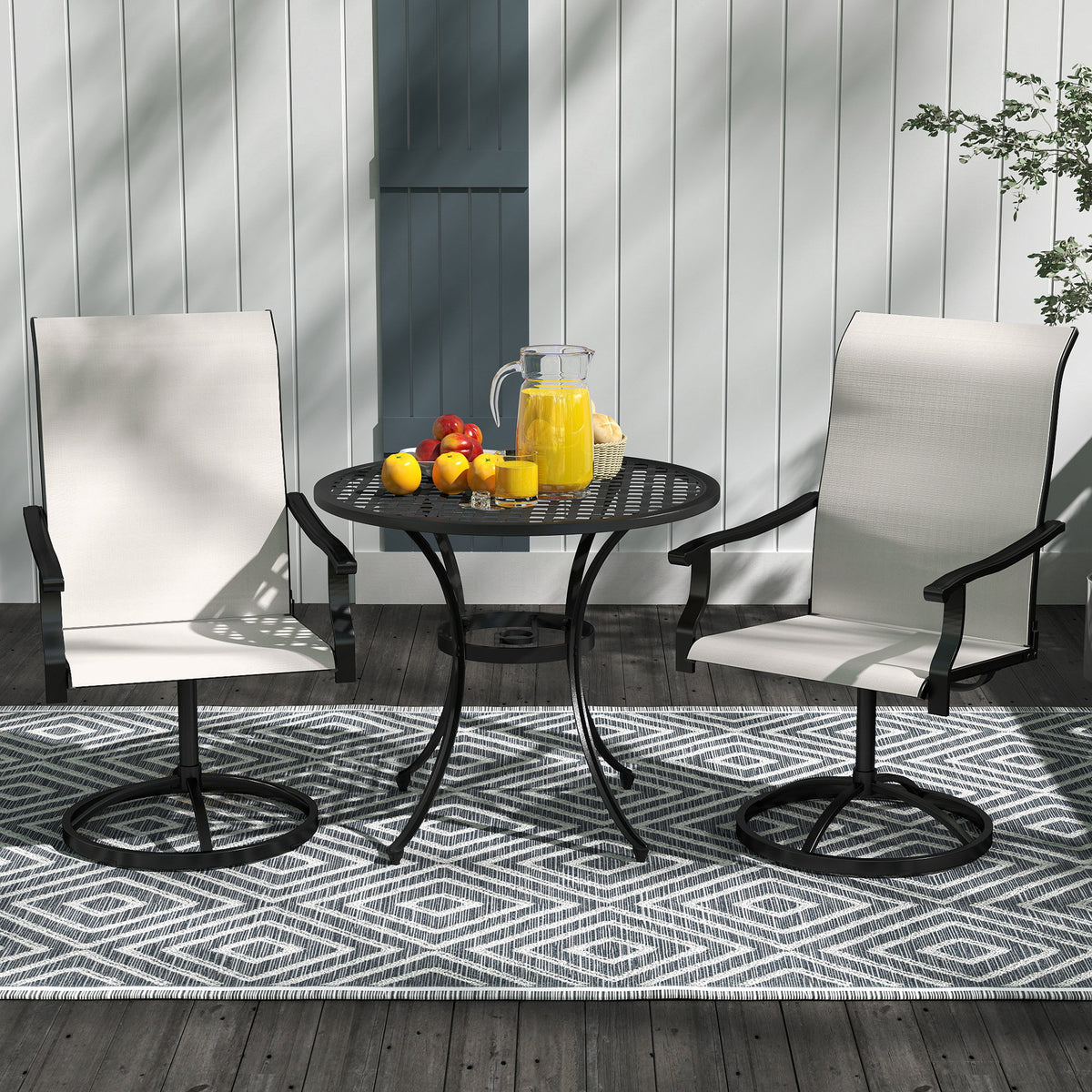 Outdoor Swivel Dining Chairs Set of 2, High Back Swivel Chairs with All Weather Mesh for Deck, Backyard – view 6