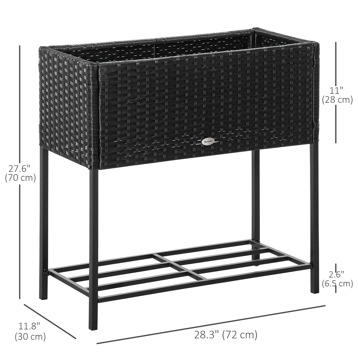 Rattan Raised Garden Boxes, Elevated Flower Beds with Storage Shelf for Herbs, Flowers, Vegetables, Brown – view 9
