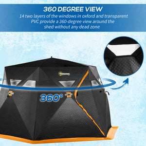 4 Person Insulated Ice Fishing Shelter, Pop-Up Portable Ice Fishing Tent with Carry Bag and Two Doors for – view 5