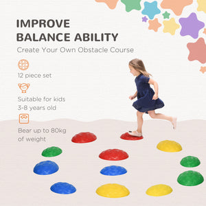 12 PCs Balance Stepping Stones for Kids with Anti-slip Mat, Turtle Shell Design, for Ages 3-8 Years, Stackable