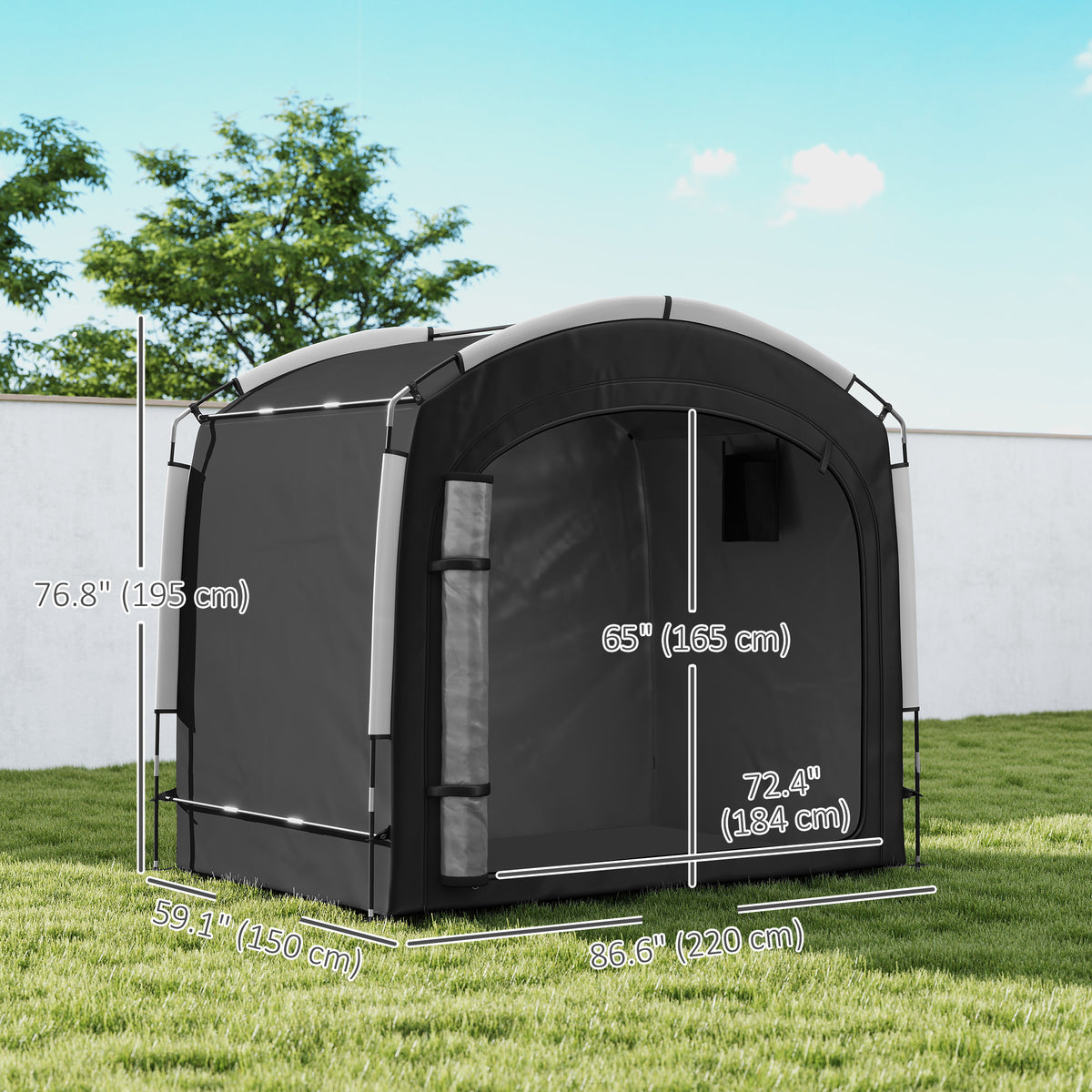 Bike Storage Shed Tent, Portable and Waterproof with 210D Oxford Fabric and Carry Bag for 3-4 Bicycles – view 2