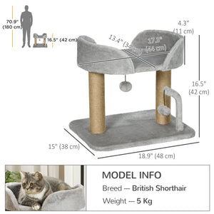 Cat Tower Condo for Indoor Cats, Small Cat Tree with Jute Scratching Posts, Top Perch, Dangling Balls – view 2