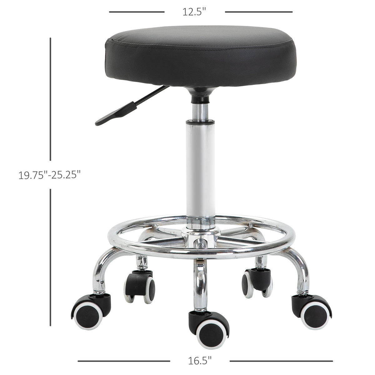 Adjustable Swivel Salon Stool Hydraulic PU Barber Rolling Massage Tattoo Chair Bar Beauty SPA Seat, Black – view 5