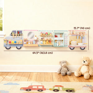 Qaba Caterpillar Montessori Busy Board, 7 in 1 Sensory Wall for Playroom Nursery Classroom, for Toddlers 3+ Years