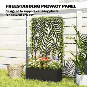 Metal Planter Box with Trellis, 44.5" Raised Garden Bed with Trellis Privacy Screen for Climbing Plants