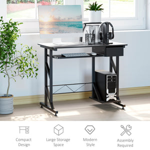 Computer Desk with Keyboard Tray, Writing Desk with Drawer, Workstation for Home Office, Black (35.4"Lx19.7"Wx39.4"H)