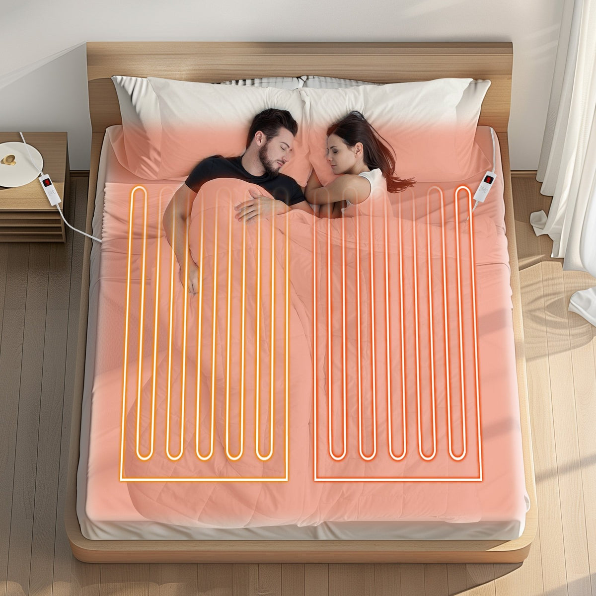 Machine Washable Electric Bed Warmer with Dual Controller 9 Heat Setting and 9-Hour Auto Off and Overheat Protection-King Size view 2