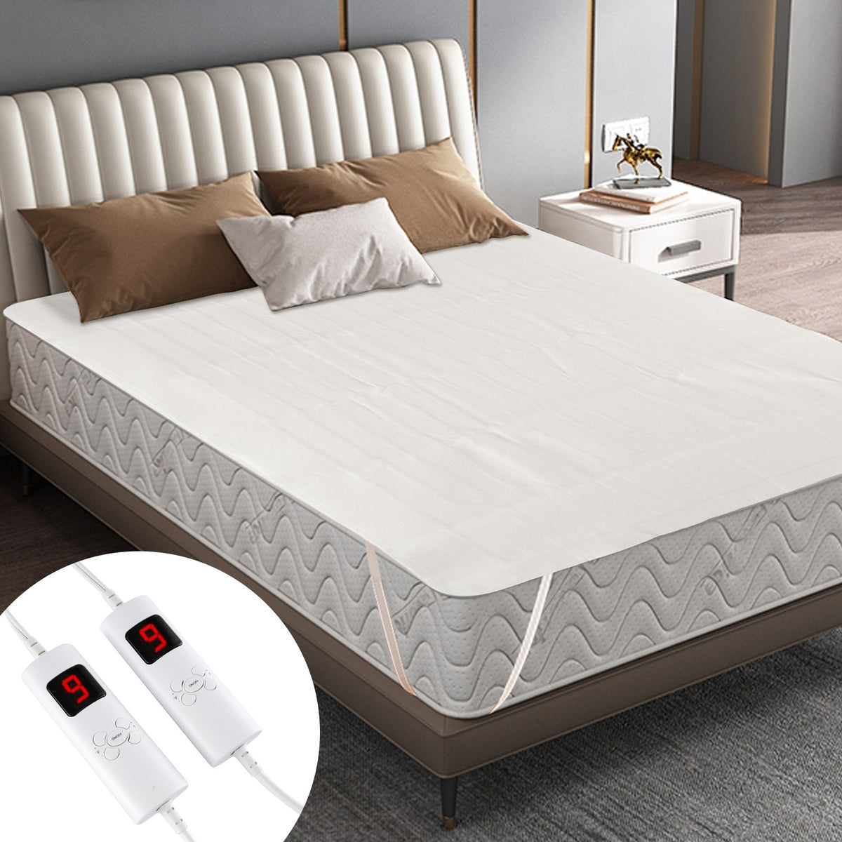 Machine Washable Electric Bed Warmer with Dual Controller 9 Heat Setting and 9-Hour Auto Off and Overheat Protection-Queen Size view 4