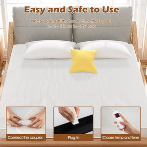 Machine Washable Electric Bed Warmer with Dual Controller 9 Heat Setting and 9-Hour Auto Off and Overheat Protection-Queen Size view 9