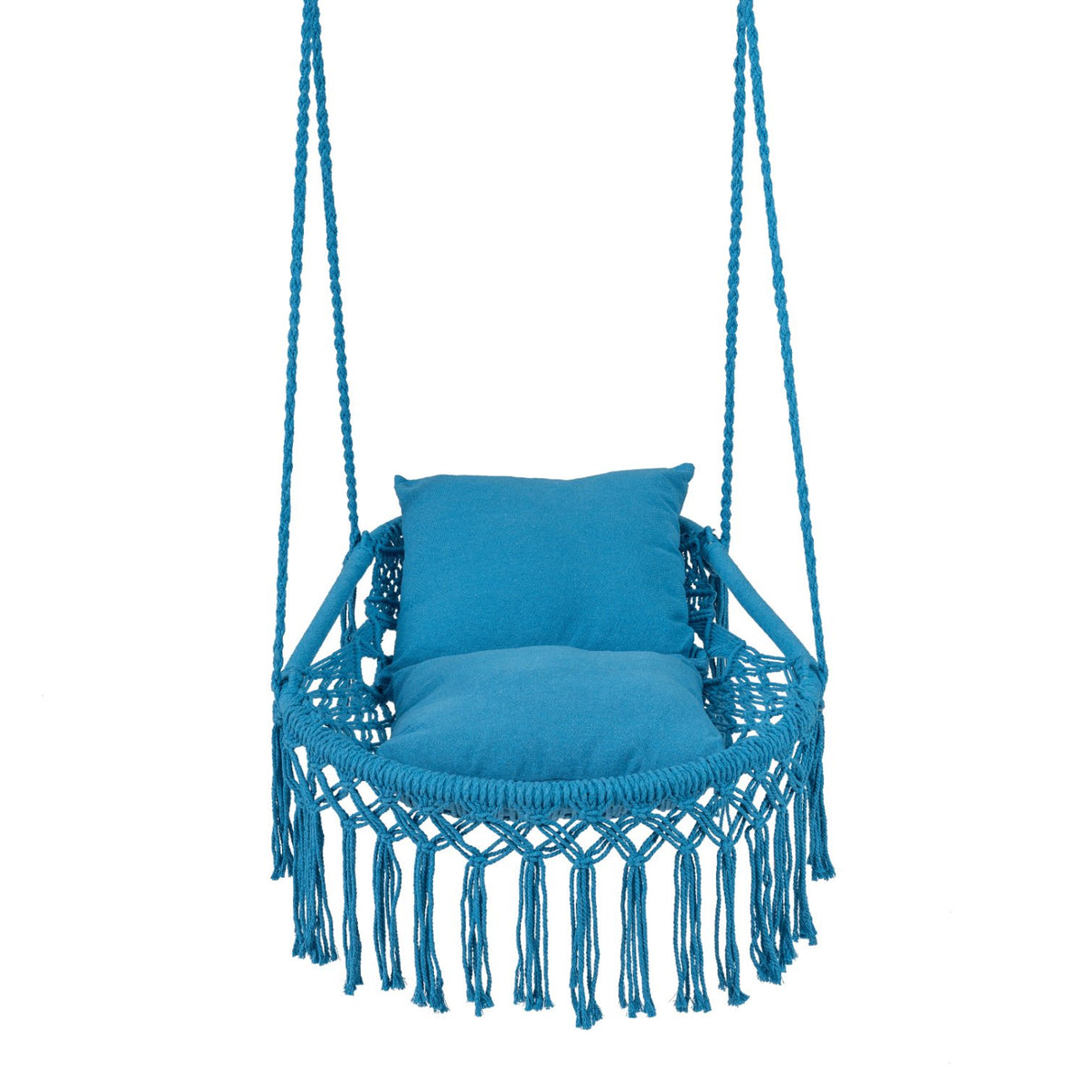 Macrame Swing Chair Hammock Chair with 2 Removable Cushions-Navy view 4
