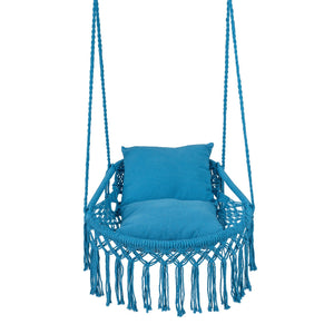 Macrame Swing Chair Hammock Chair with 2 Removable Cushions-Navy view 4