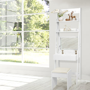 3-in-1 Modern Shelf Vanity Set with Flip Top Mirror and 6 Makeup Organizers view 7