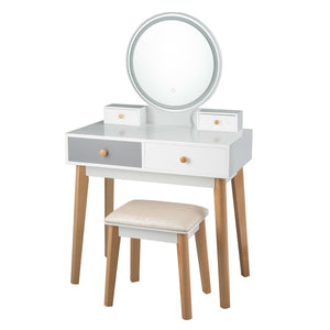 Makeup Dressing Table with 4 Drawers and Lighted Mirror-White view 8