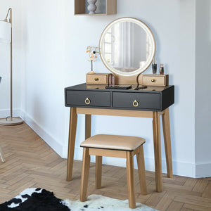 Makeup Vanity Table Set 3 Color Lighting Dressing Table-Black view 2