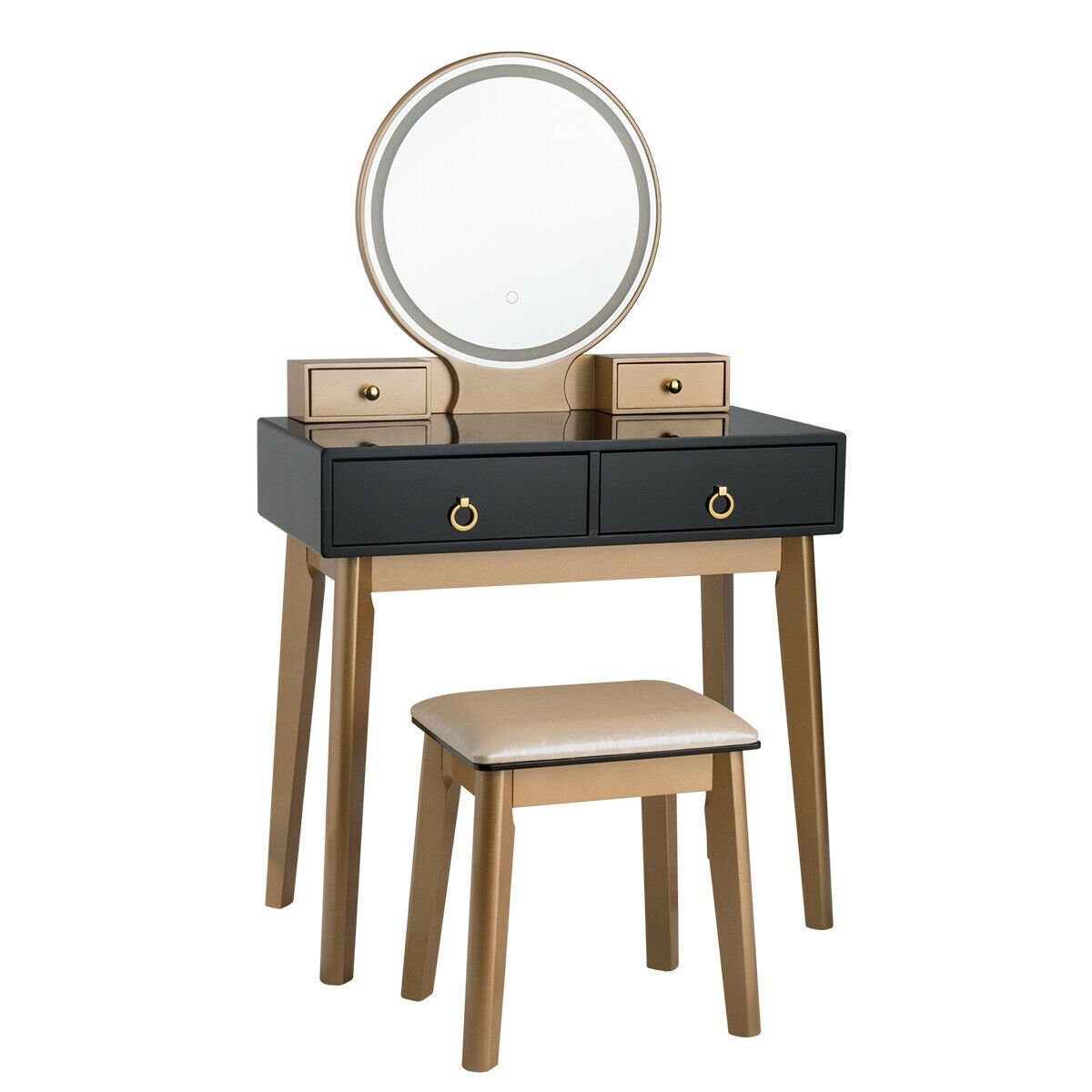 Makeup Vanity Table Set 3 Color Lighting Dressing Table-Black view 4