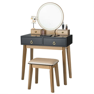 Makeup Vanity Table Set 3 Color Lighting Dressing Table-Black view 8