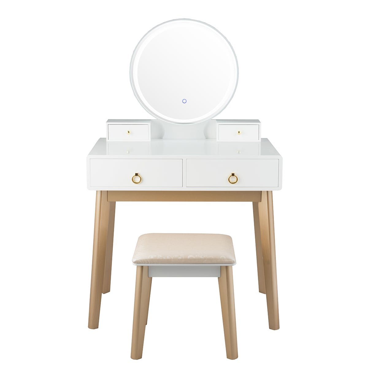 Set 3 Makeup Vanity Table Color Lighting Jewelry Divider Dressing Table-White