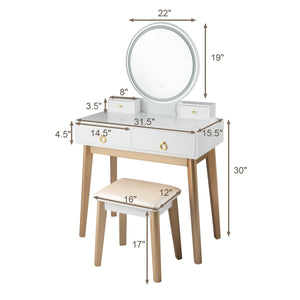 Set 3 Makeup Vanity Table Color Lighting Jewelry Divider Dressing Table-White view 5