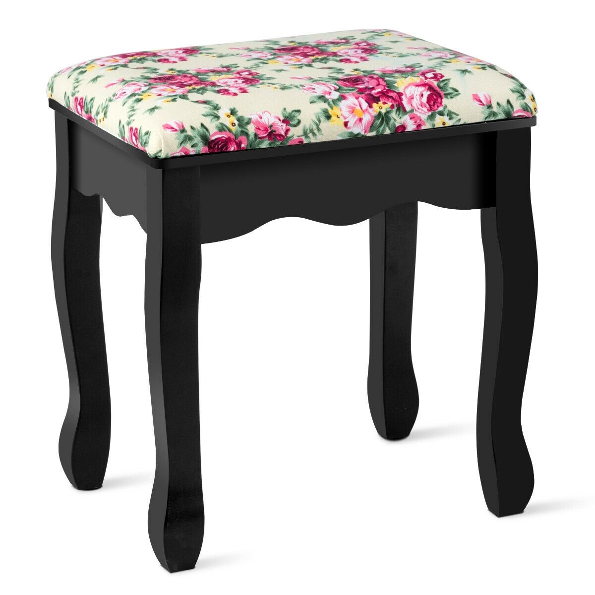Makeup Vanity Table Set Girls Dressing Table with Drawers Oval Mirror-Black view 8
