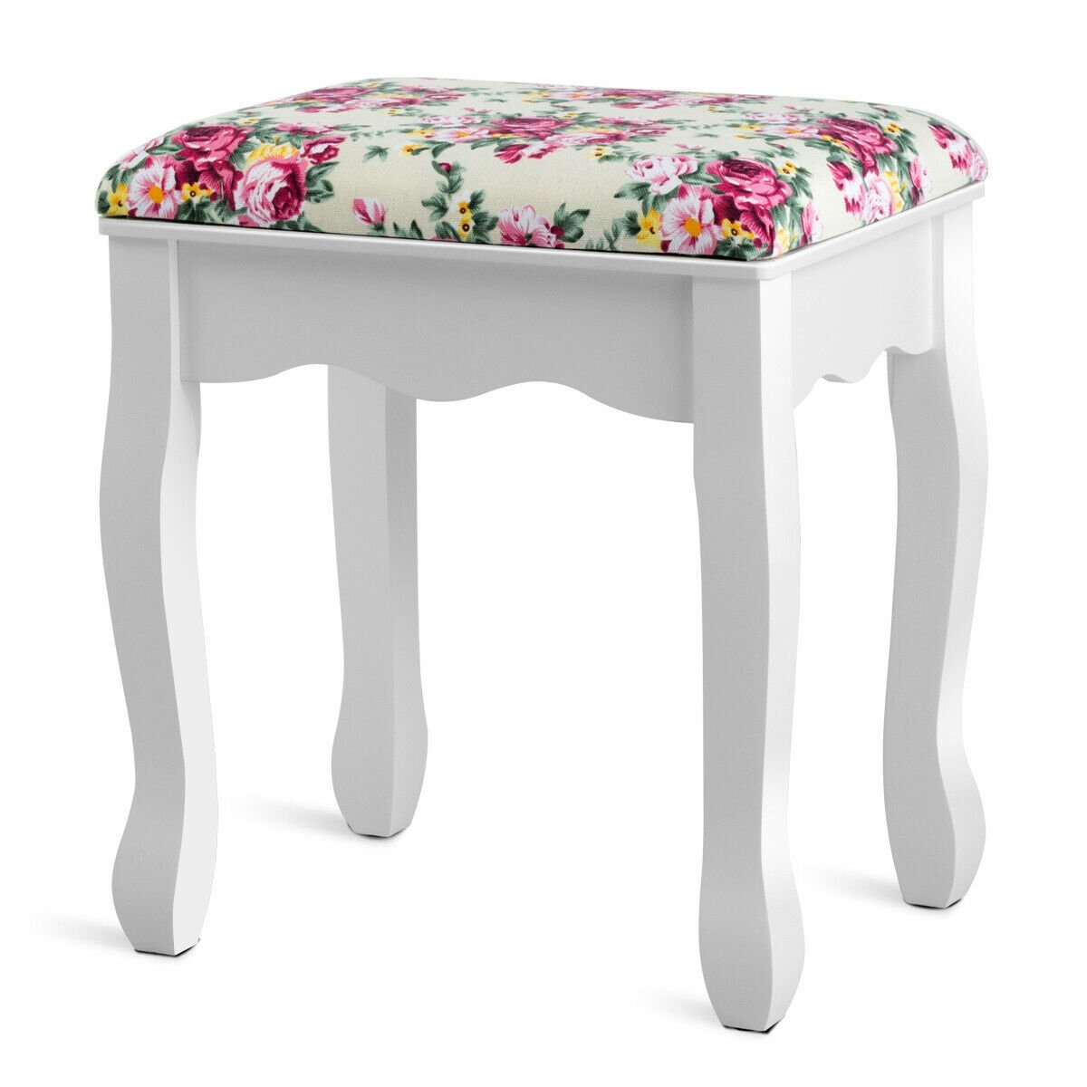 Makeup Vanity Table Set Girls Dressing Table with Drawers Oval Mirror-White view 7