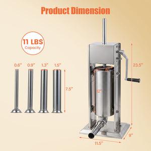 Manual Sausage Stuffer with 2 Speeds & 4 Stuffing Tubes for Commercial Home-5 L view 4
