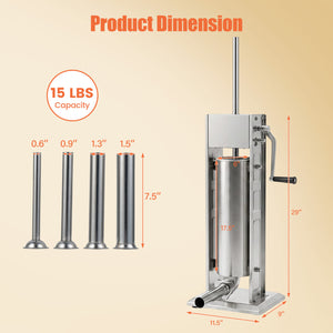 Manual Sausage Stuffer with 2 Speeds & 4 Stuffing Tubes for Commercial Home-7 L view 4