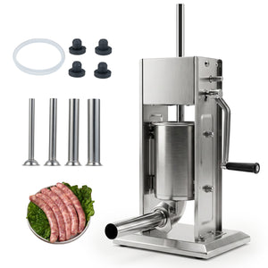 Manual Sausage Stuffer with 2 Speeds & 4 Stuffing Tubes for Commercial Home-3 L