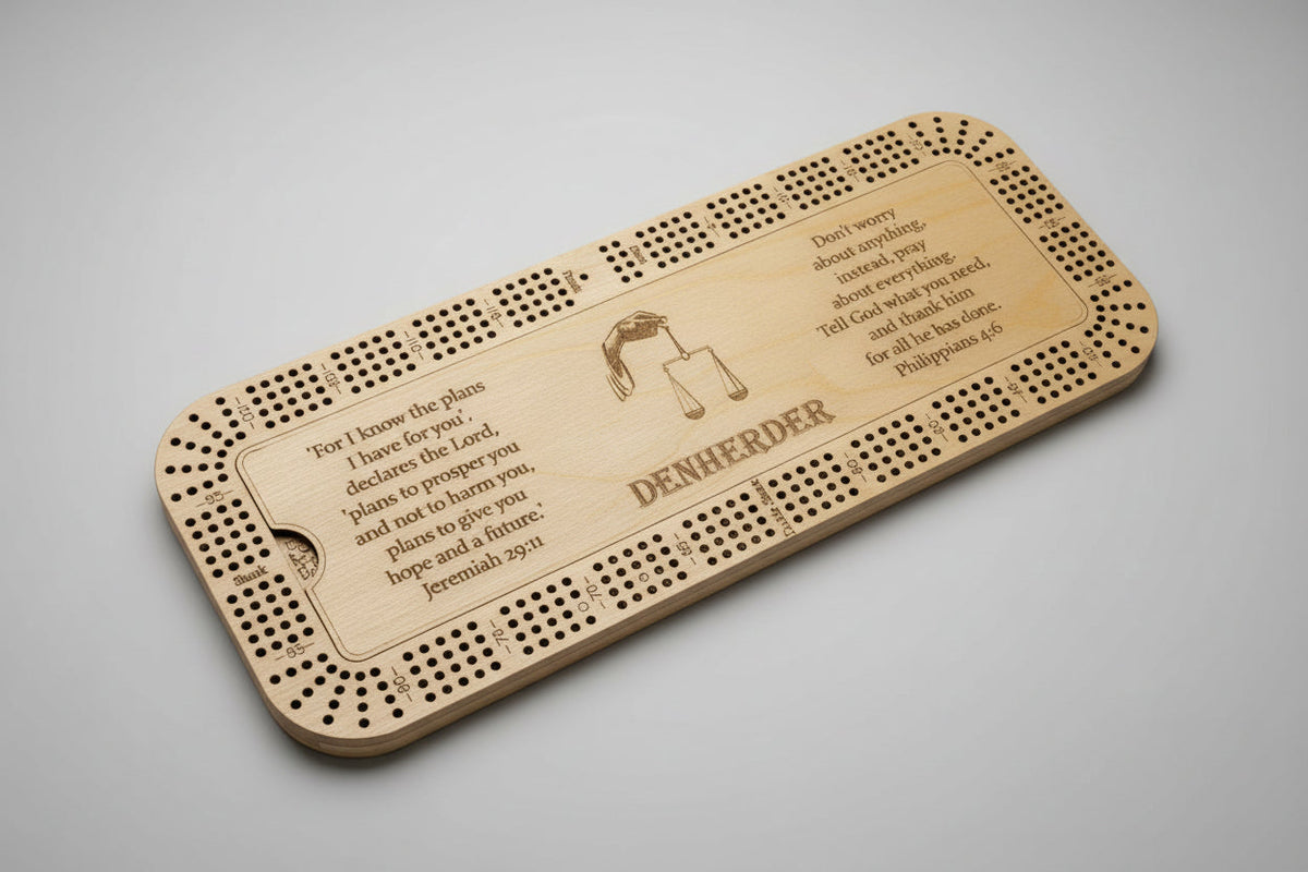 Large 4-Player Cribbage Board, 24"x9.5" - Creations by Alfie