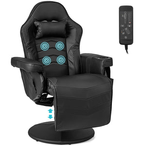 Massage Video Gaming Recliner Chair with Adjustable Height-Black view 4