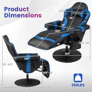 Massage Video Gaming Recliner Chair with Adjustable Height-Blue view 5