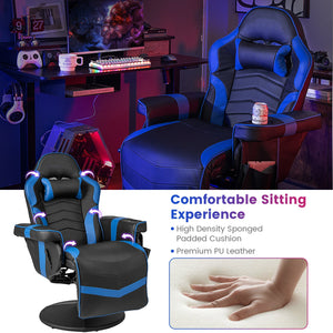 Massage Video Gaming Recliner Chair with Adjustable Height-Blue view 6