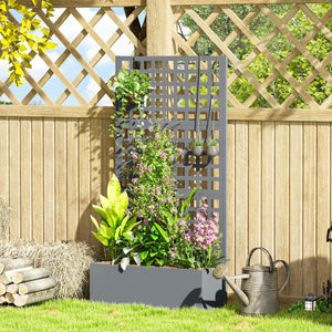 Galvanized Raised Garden Bed Planter Box with Trellis for Climbing Plants, Vegetable, Vines – view 14