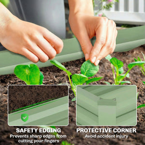 Set of 2 Galvanized Raised Beds for Garden, Outdoor Planter Box for Flowers, Herbs and Vegetables, Light Green