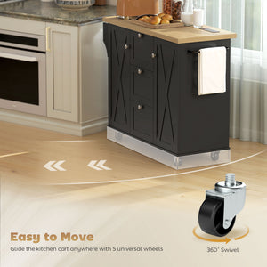 Farmhouse Kitchen Island Cart with Power Outlet and Soft-Close Doors, 49" Kitchen Island with 3 Drawers – view 6