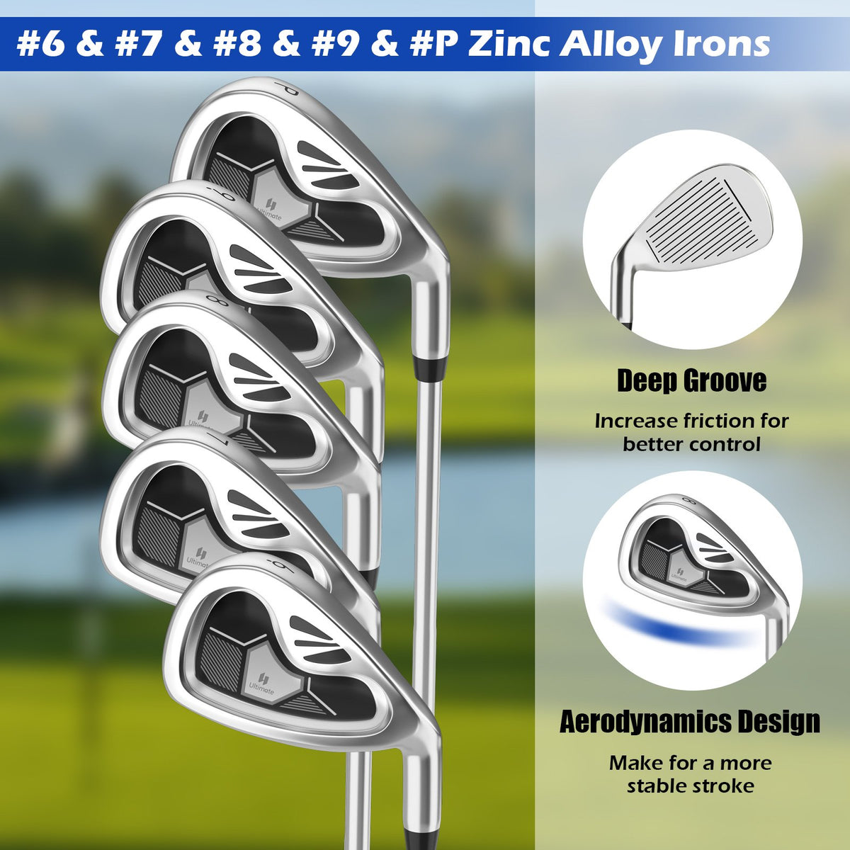 Men's 9 Pieces Complete Golf Club Set-Gray view 7