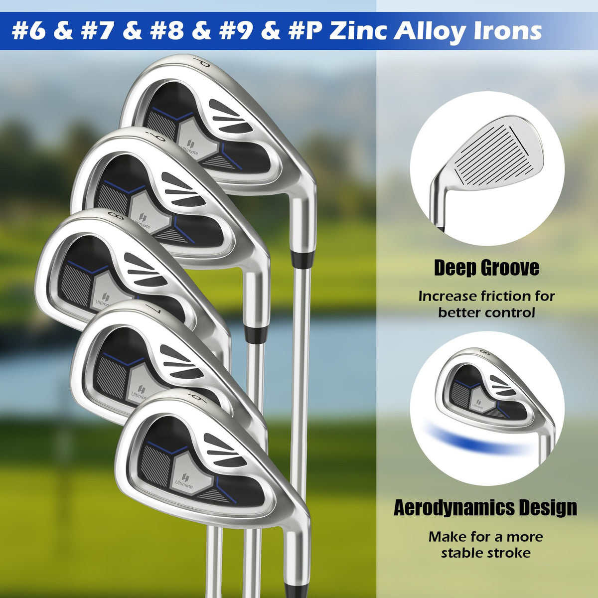 Men's 9 Pieces Complete Golf Club Set-Navy view 7