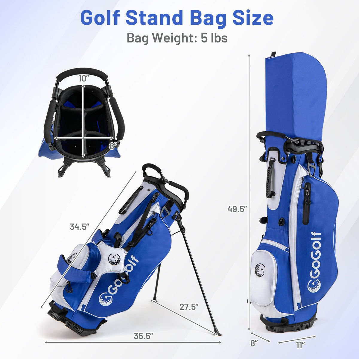 Men's Complete Golf Clubs and Bag Set with Headcovers and Putter-Blue view 2