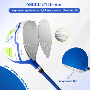 Men's Complete Golf Clubs and Bag Set with Headcovers and Putter-Blue view 4