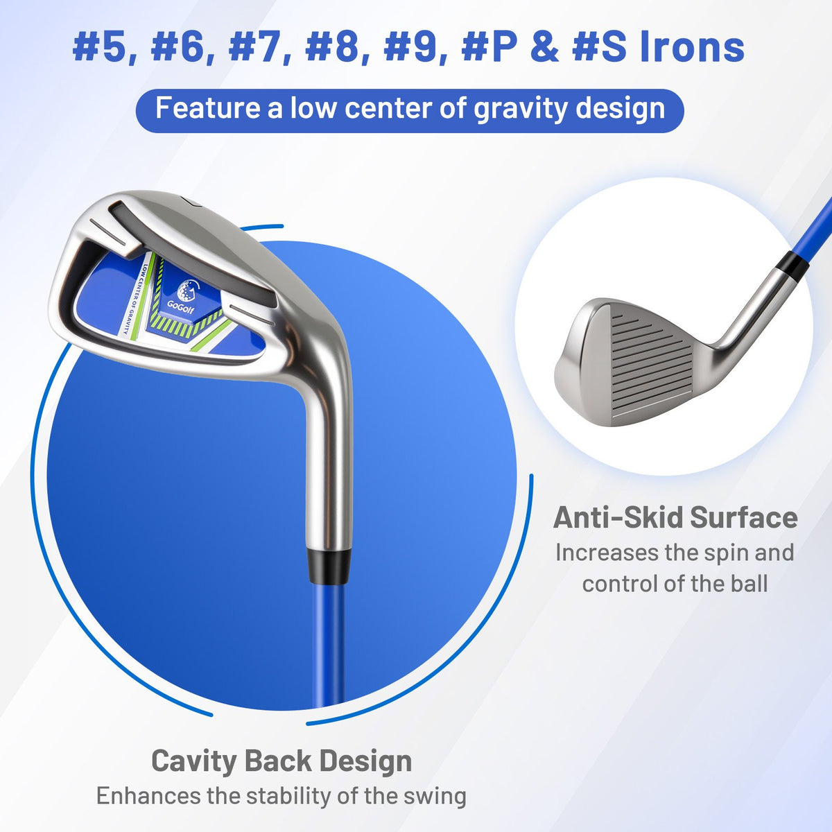 Men's Complete Golf Clubs and Bag Set with Headcovers and Putter-Blue view 5