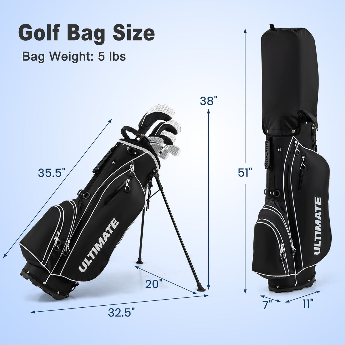 Men’s Profile Complete Golf Club Package Set Includes 10 Pieces-Black view 2