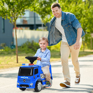 Mercedes Benz Kids Ride On Push Licensed Police Car-Blue view 3