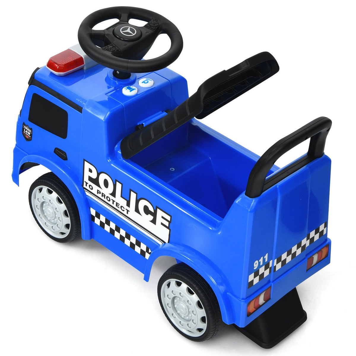 Mercedes Benz Kids Ride On Push Licensed Police Car-Blue view 4