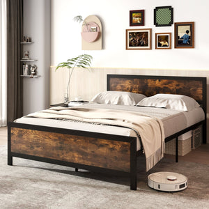Metal Bed Frame with Headboard and Footboard-Queen Size view 2