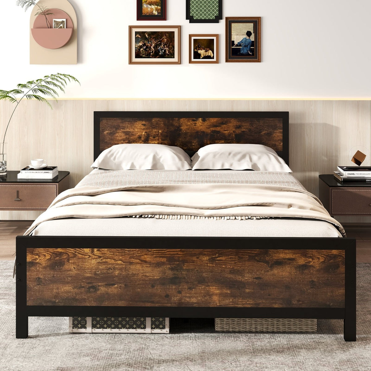 Metal Bed Frame with Headboard and Footboard-Queen Size view 3