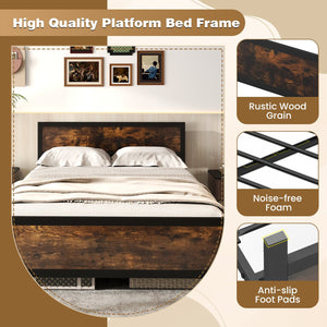 Metal Bed Frame with Headboard and Footboard-Queen Size view 5