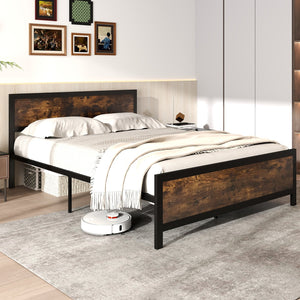 Metal Bed Frame with Headboard and Footboard-Queen Size view 9