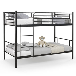 Metal Bunk Bed with Ladder and Full-length Guardrails-Black view 4
