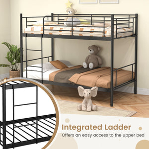 Metal Bunk Bed with Ladder and Full-length Guardrails-Black view 9