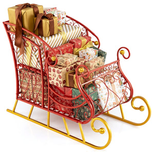 Metal Christmas Santa Sleigh Basket 2-Tier Xmas Santa's Gift Storage Sleigh view 4