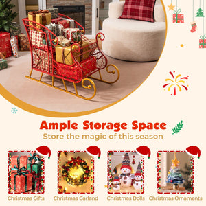 Metal Christmas Santa Sleigh Basket 2-Tier Xmas Santa's Gift Storage Sleigh view 7